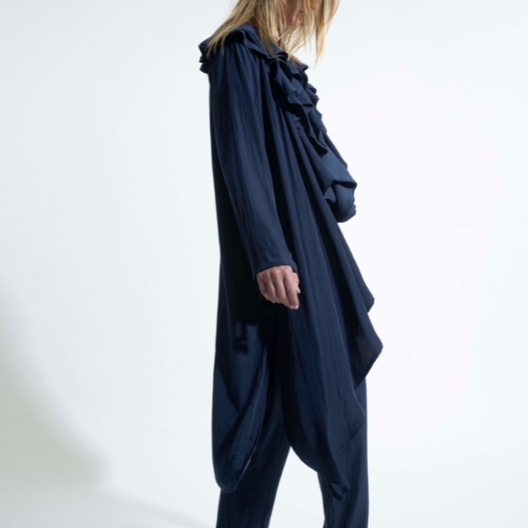 NWT Mela Purdie Rufflet Coat in Midnight SZ 6 - Picture 4 of 14